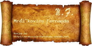 Mrákovics Fernanda névjegykártya